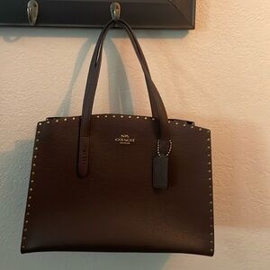 Coach Bordered Rivet handbag In Oxblood